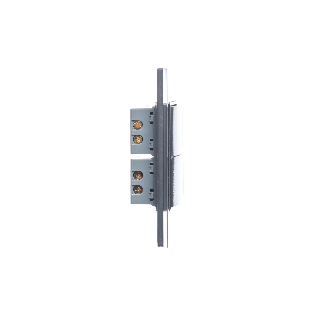 Placa con 1 Interruptor Sencillo y 1 de Escalera de 1.5 Módulos, Cristal Negro - LUCEK