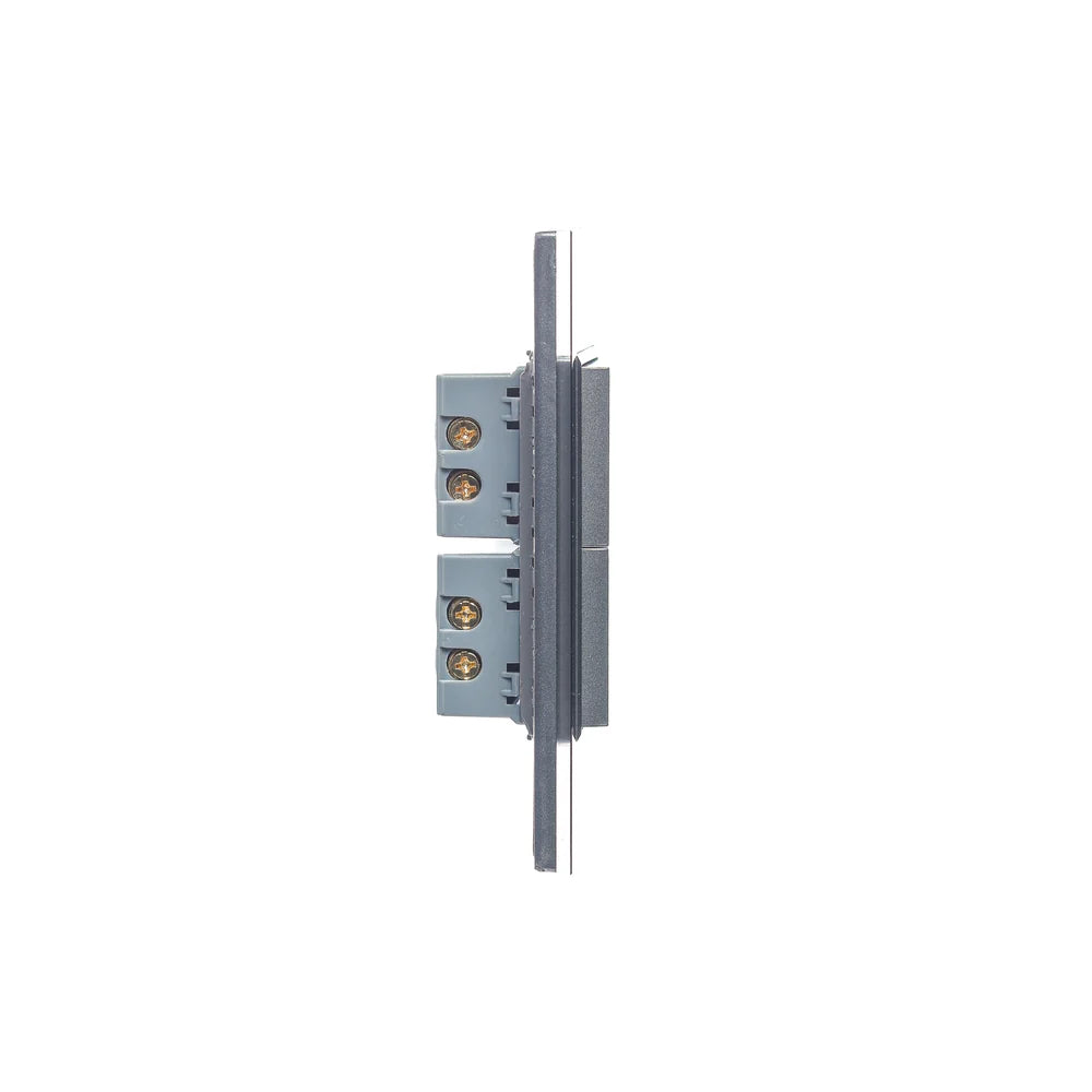 Placa con 2 Interruptores Sencillos de 1.5 Módulos, Cristal Negro - LUCEK