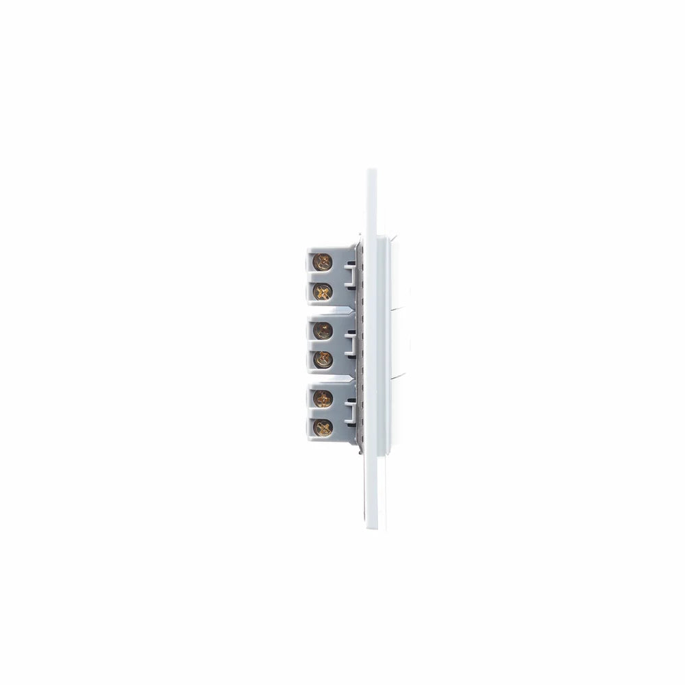 Placa con 3 Interruptores Sencillos de 1 Módulo, Cristal Blanco - LUCEK