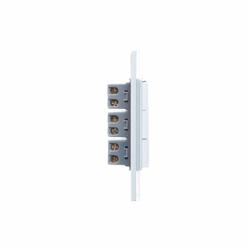 Placa con 2 Interruptores Sencillos y 1 de Escalera de 1 Módulo, Cristal Blanco - LUCEK