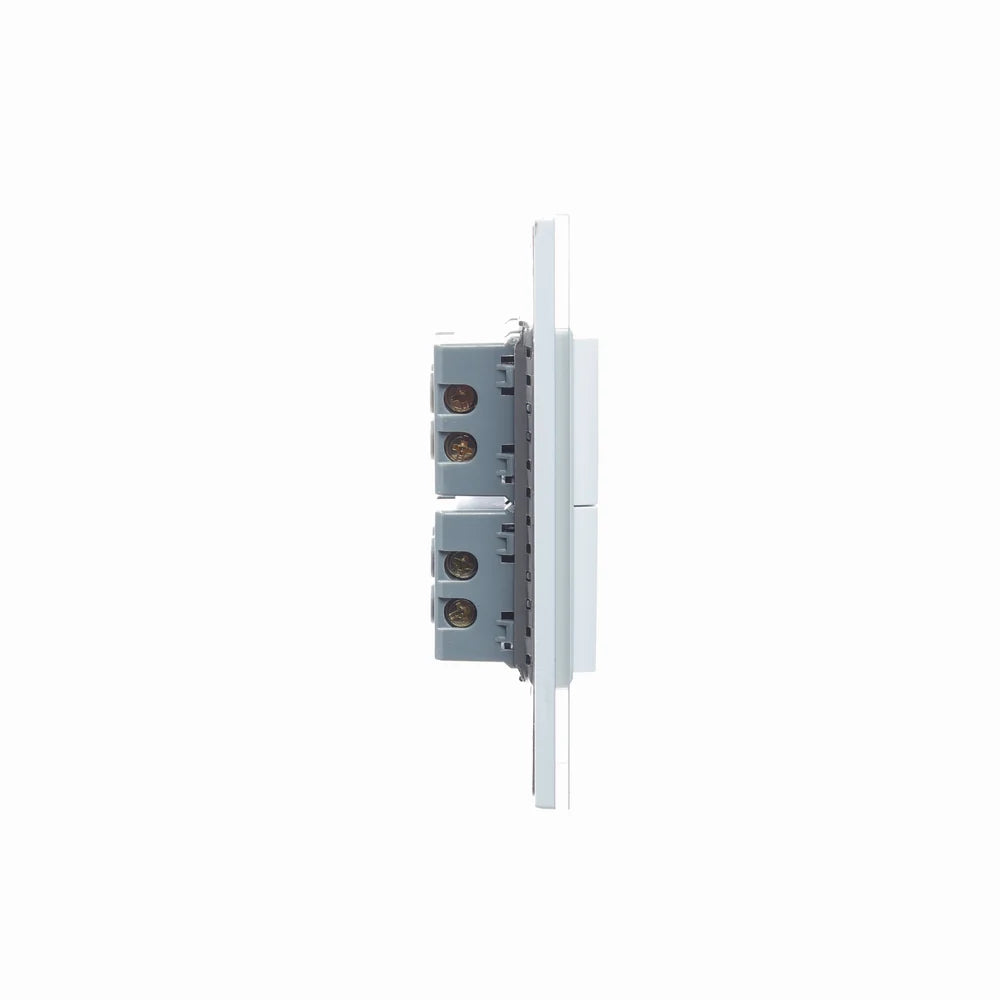 Placa con 2 Interruptores de Escalera de 1.5 Módulos, Cristal Blanco - LUCEK