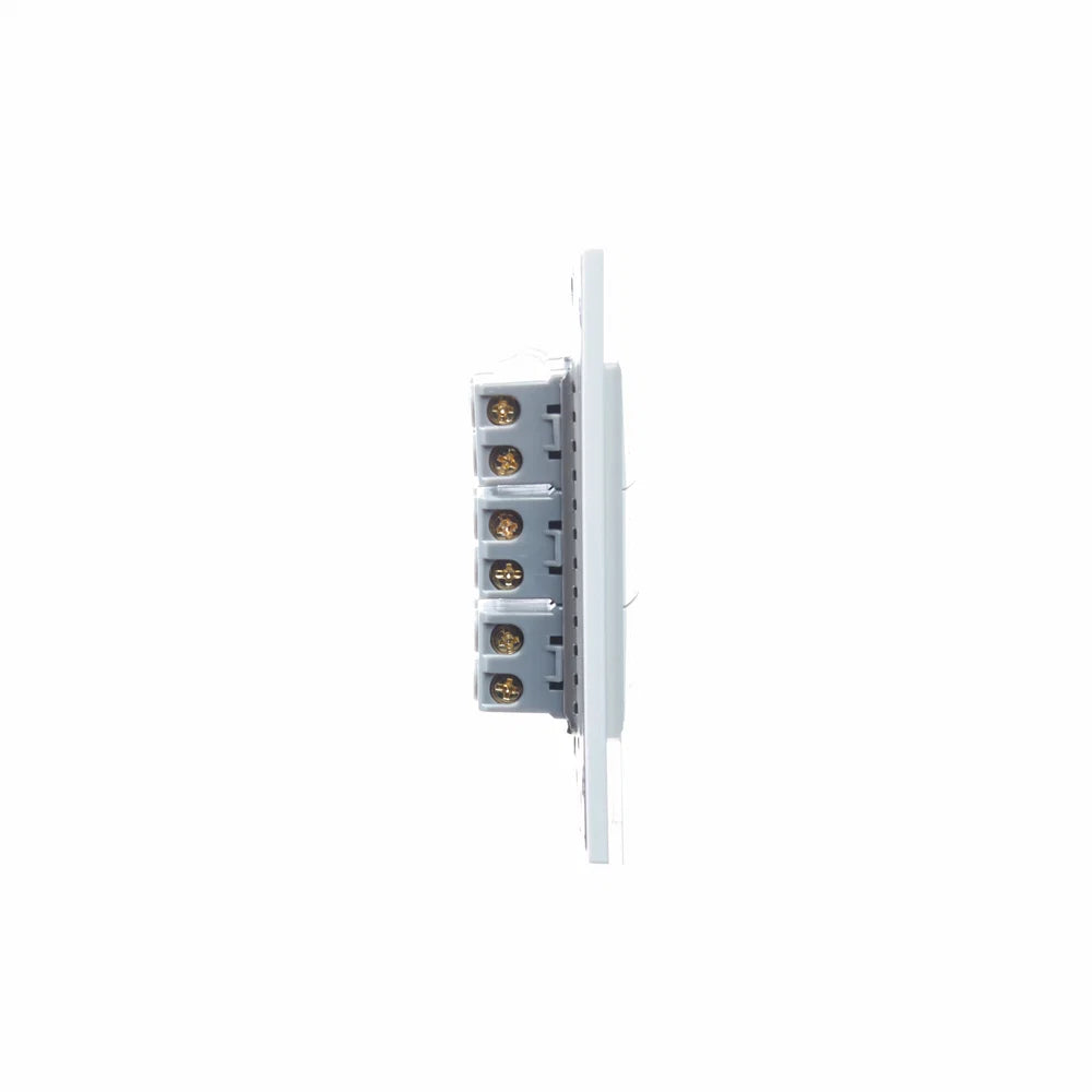 Placa con 3 Interruptores de Escalera de 1 Módulo, Cristal Blanco - LUCEK
