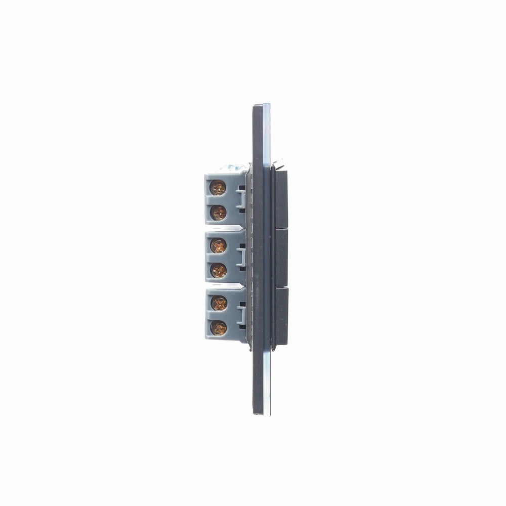 Placa con 3 Interruptores de Escalera de 1 Módulo, Cristal Negro - LUCEK