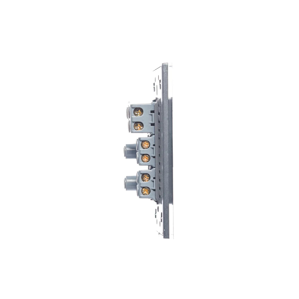 Placa con 1 Interruptor de Escalera y 2 Contactos de 1 Módulo, Cristal Negro - LUCEK