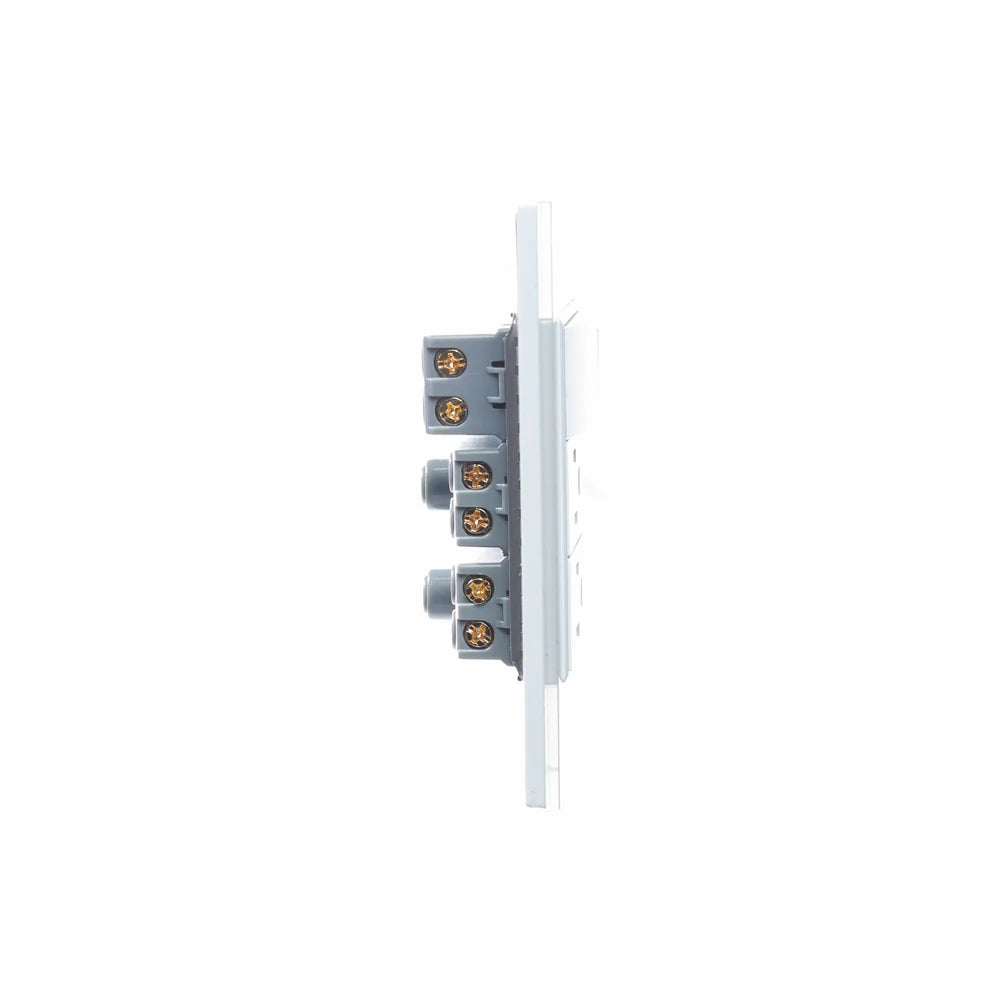 Placa con 1 Interruptor Sencillo y 2 Contactos de 1 Módulo, Cristal Blanco - LUCEK