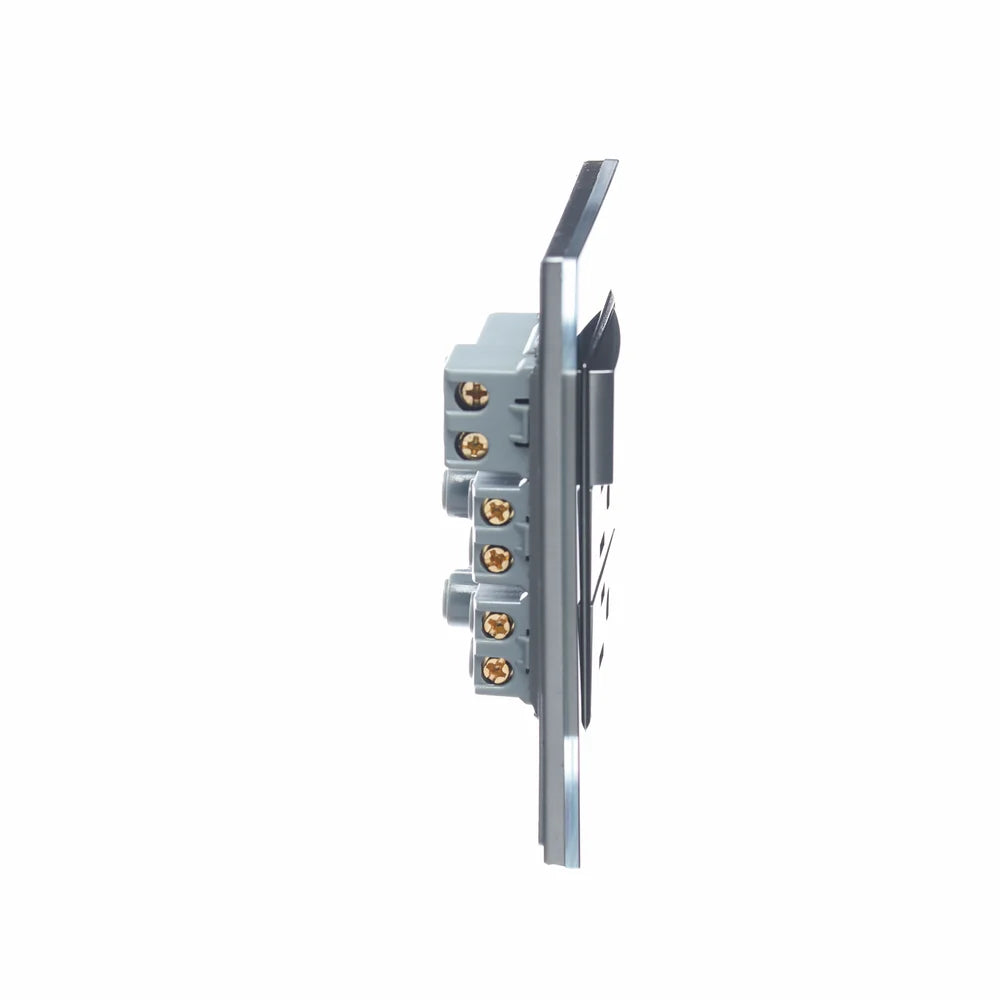 Placa con 1 Interruptor Sencillo y 2 Contactos de 1 Módulo, Cristal Negro - LUCEK