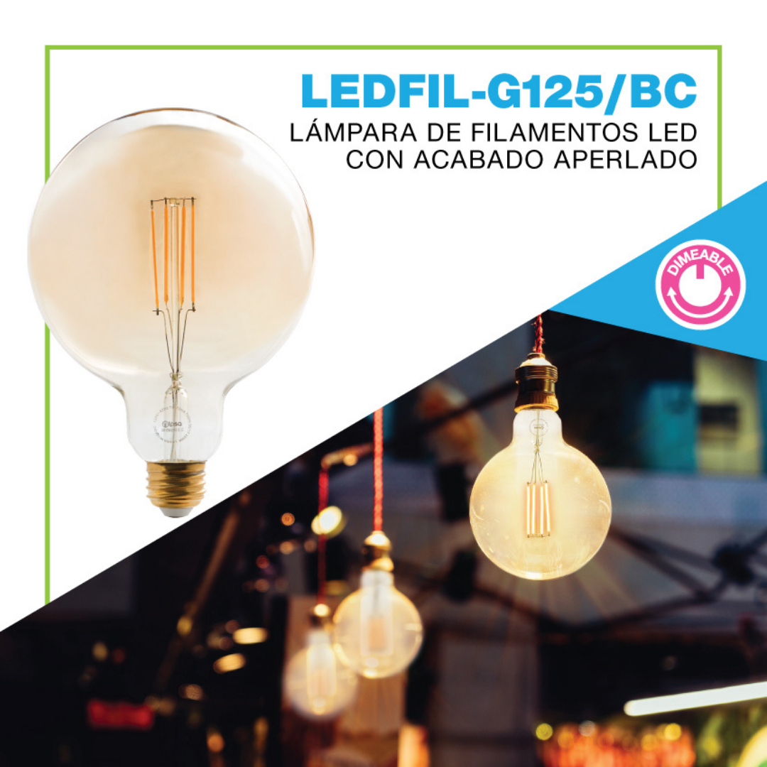 Foco LED Vintage 7W Dimeable Luz Cálida E26 Ahumado- IPSA