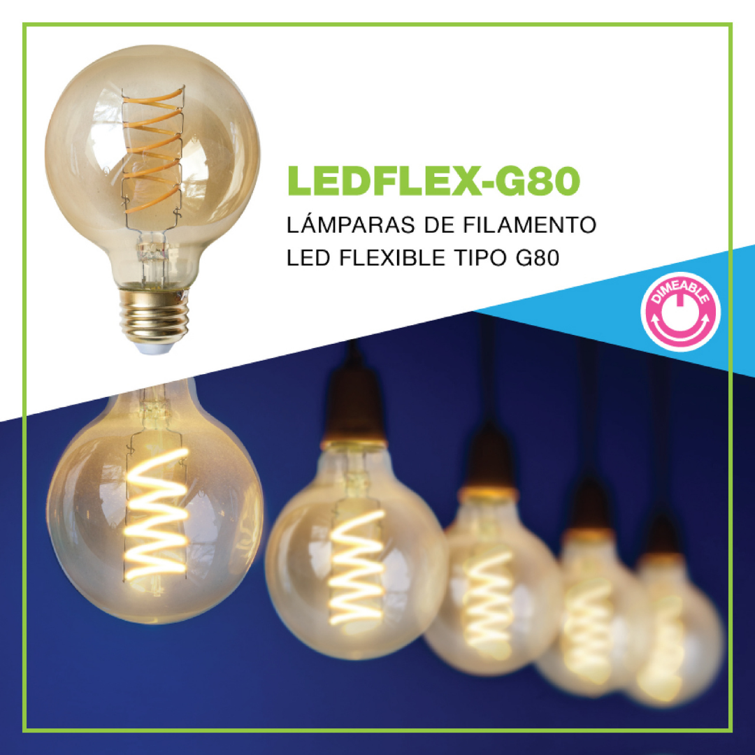 Foco LED Vintage G80 5W Dimeable Luz Cálida 2000K Ahumado - IPSA