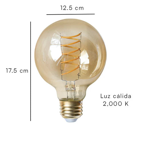 Foco LED Vintage G80 5W Dimeable Luz Cálida 2000K Ahumado - IPSA