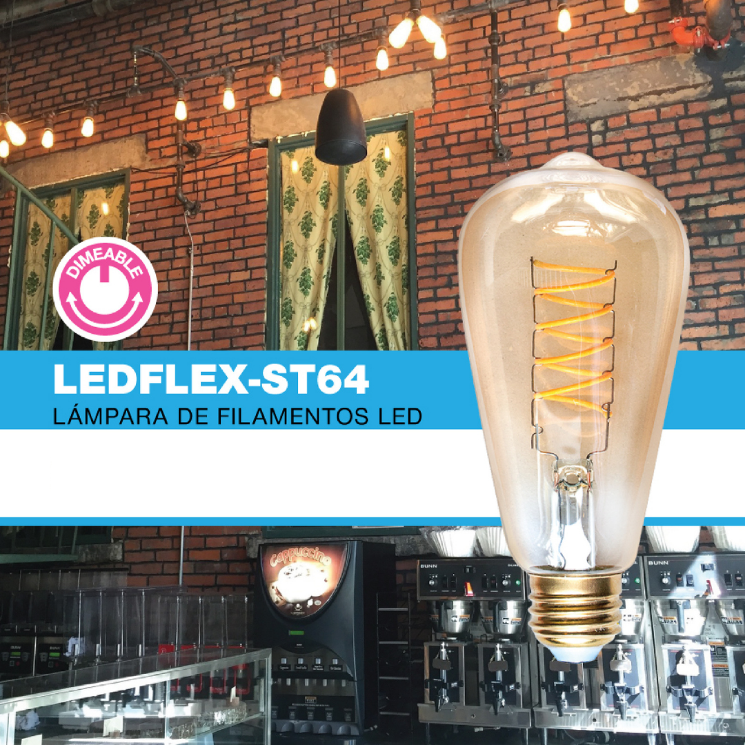 Foco LED Vintage ST64 5W Dimeable Luz Cálida 2000K Ahumado  -  IPSA