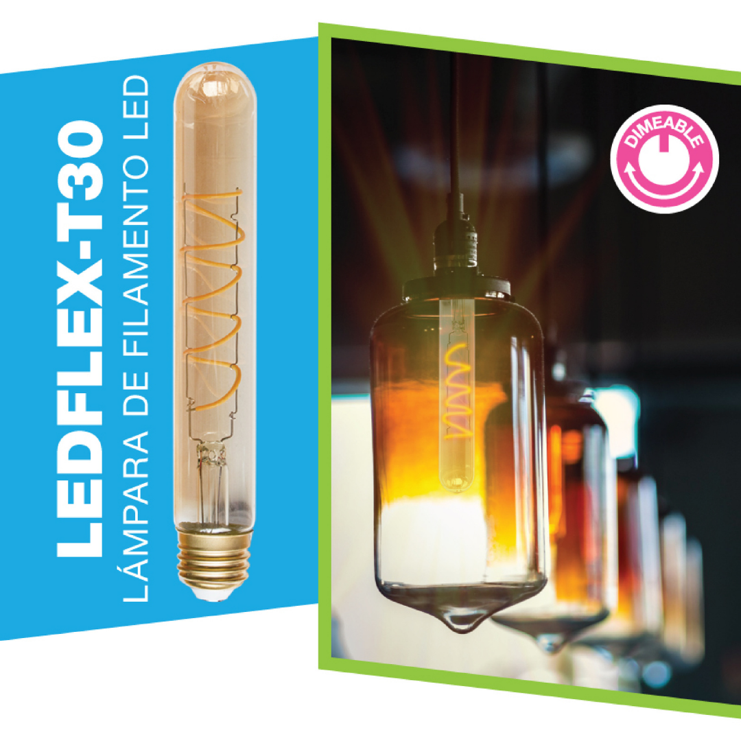 Foco LED Vintage T30 5W Dimeable Luz Cálida 2000K Ahumado - IPSA