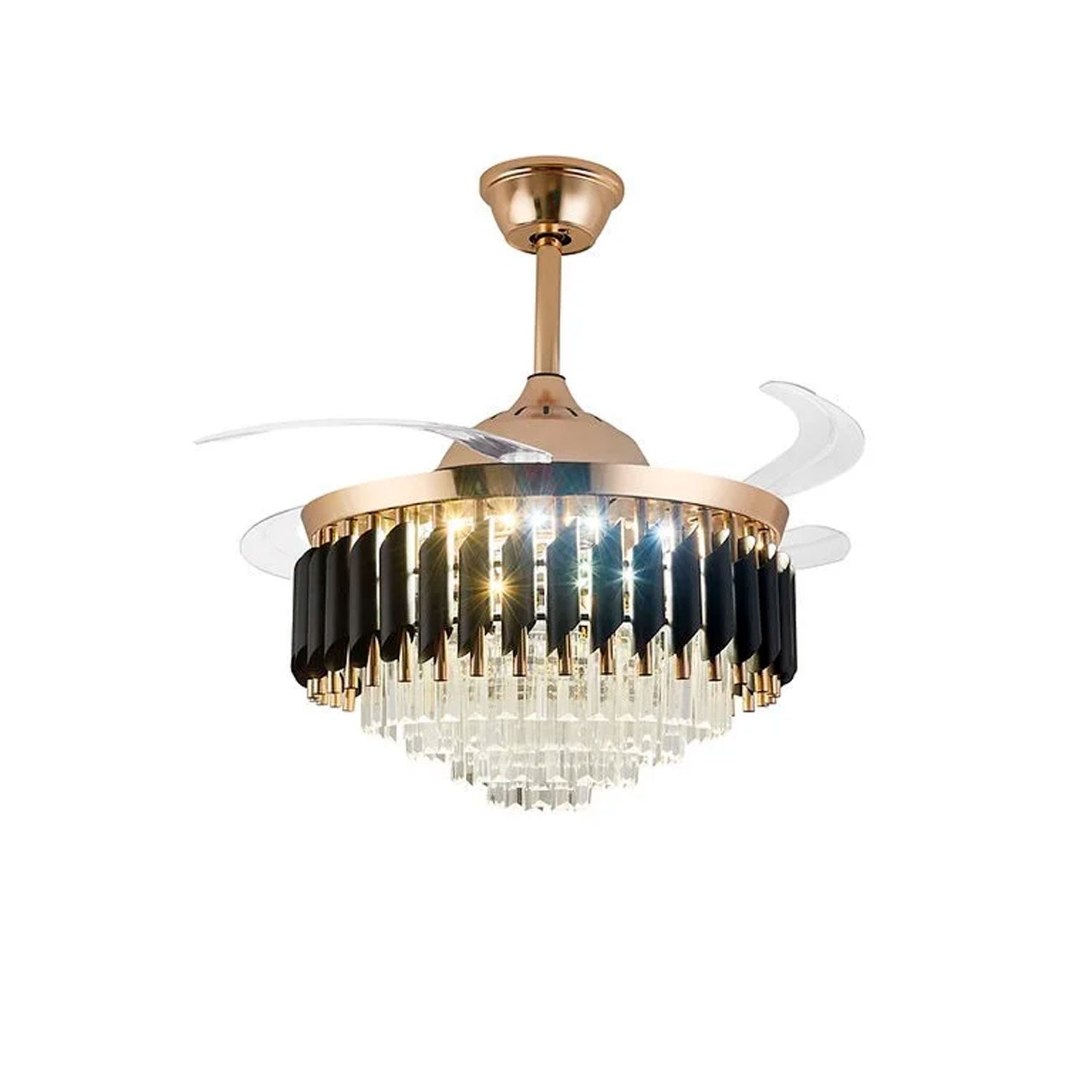 Ventilador Retráctil Oro y Negro 3 Tonos de Luz – Luxica