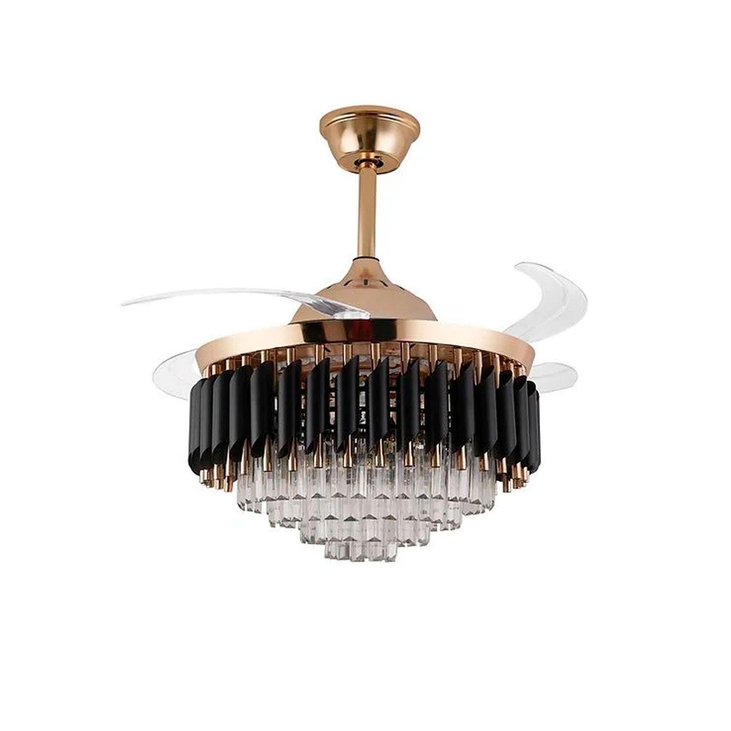 Ventilador Retráctil Oro y Negro 3 Tonos de Luz – Luxica