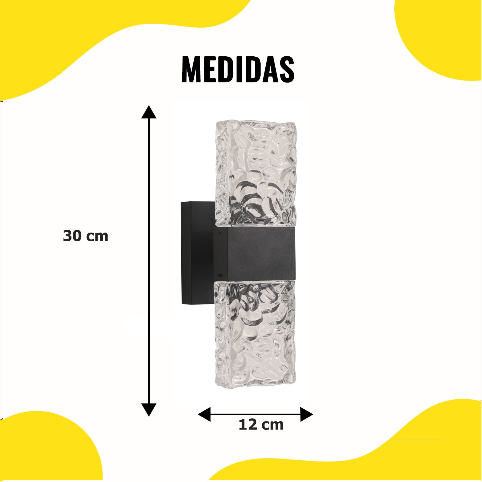 Lámpara de Pared Negra y Cristal - 2G