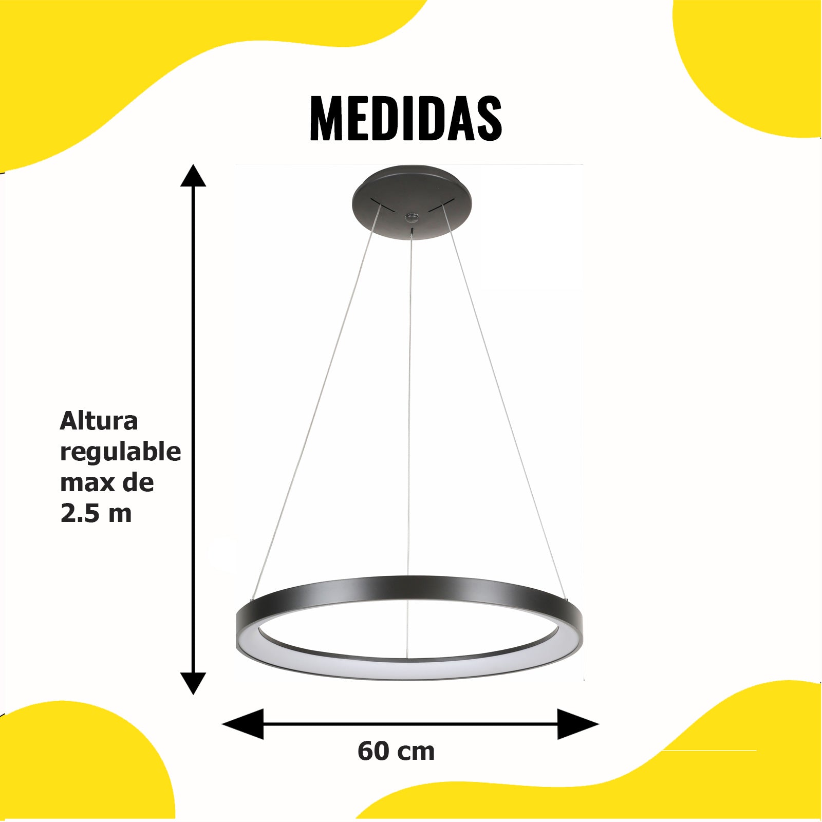Lámpara LED Colgante Negro 58W con Control y App – 2G