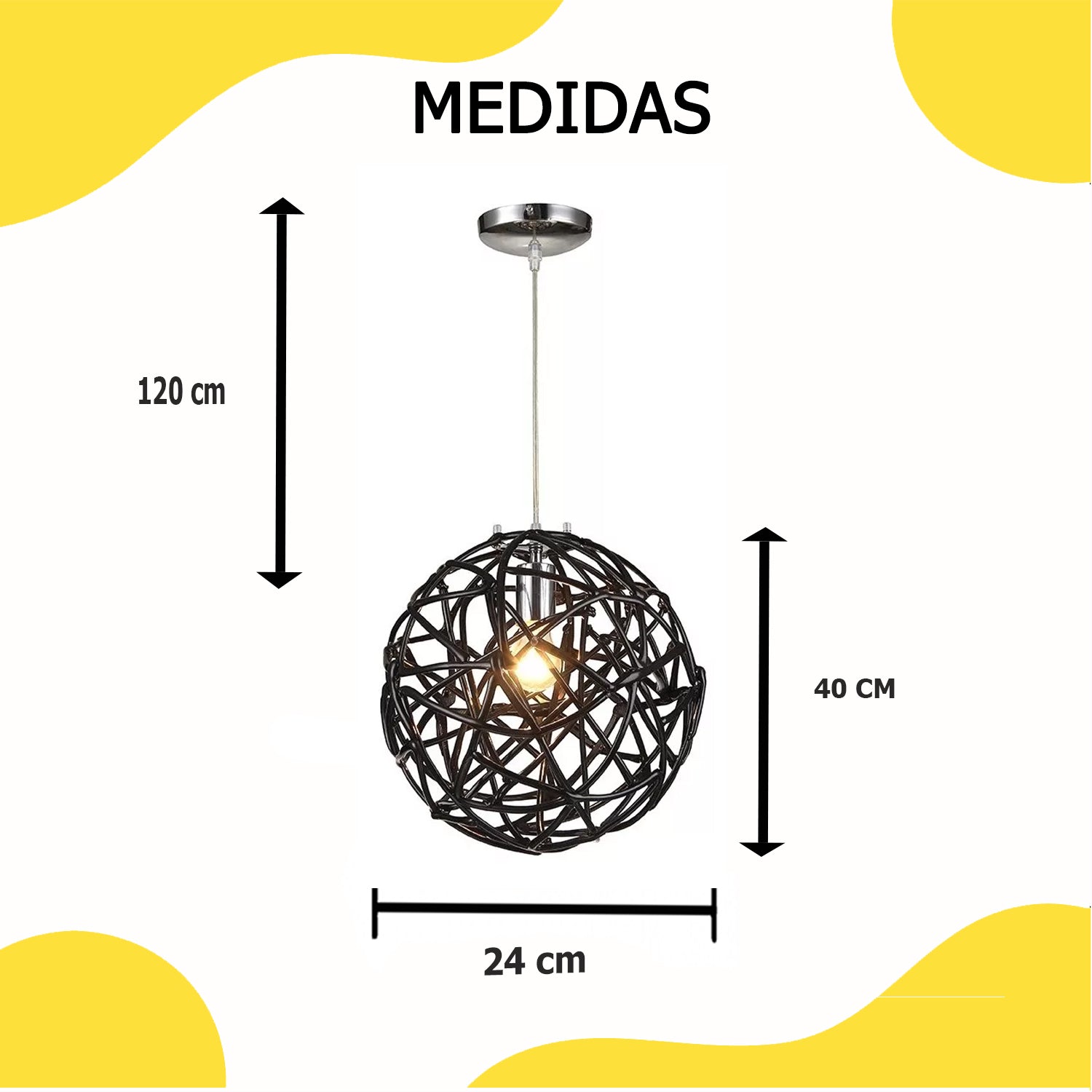 Lámpara de Techo E26 Negro Acrílico 60W 127V – Calux