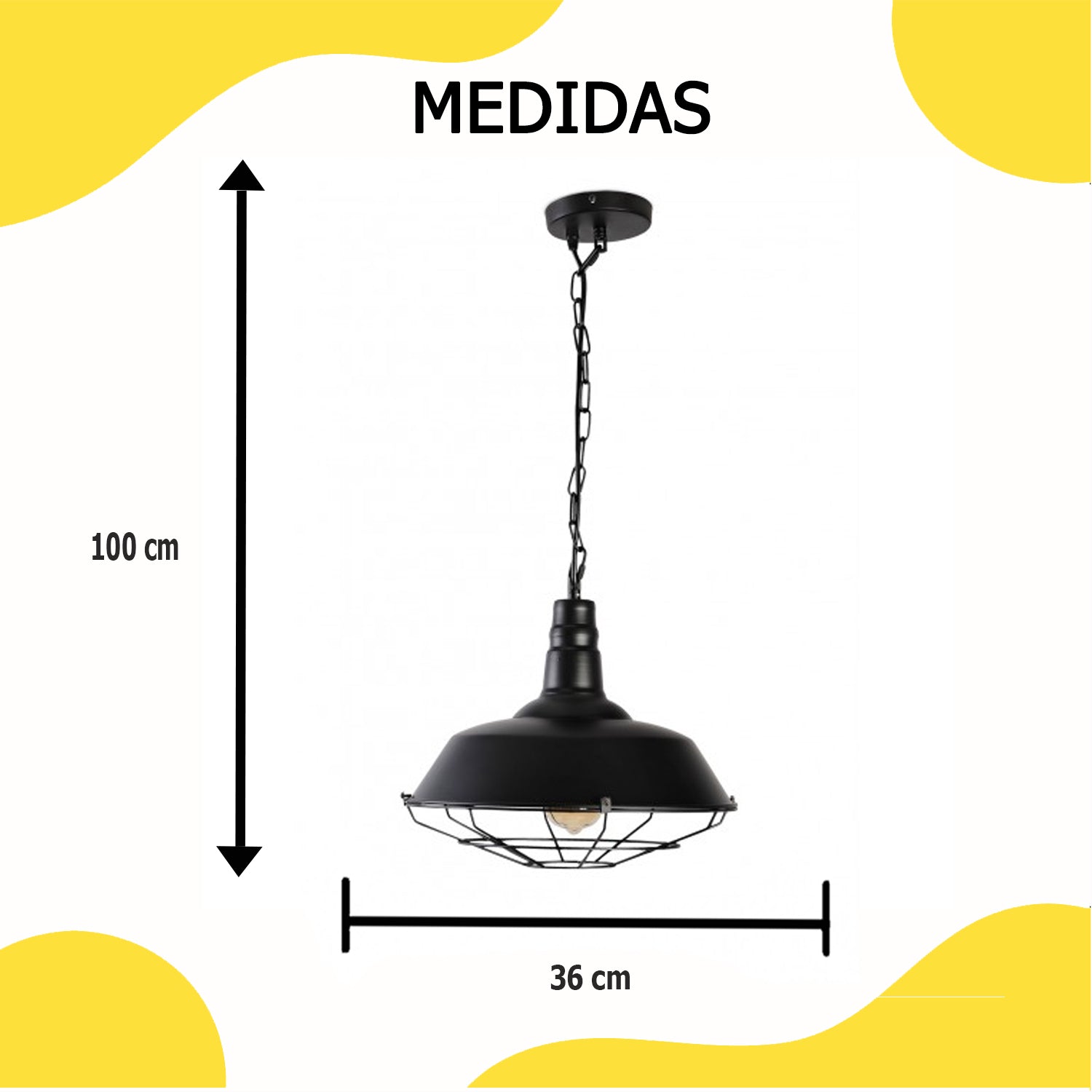 Lámpara Colgante C061/NE Acero Negro 40W E27 – Calux