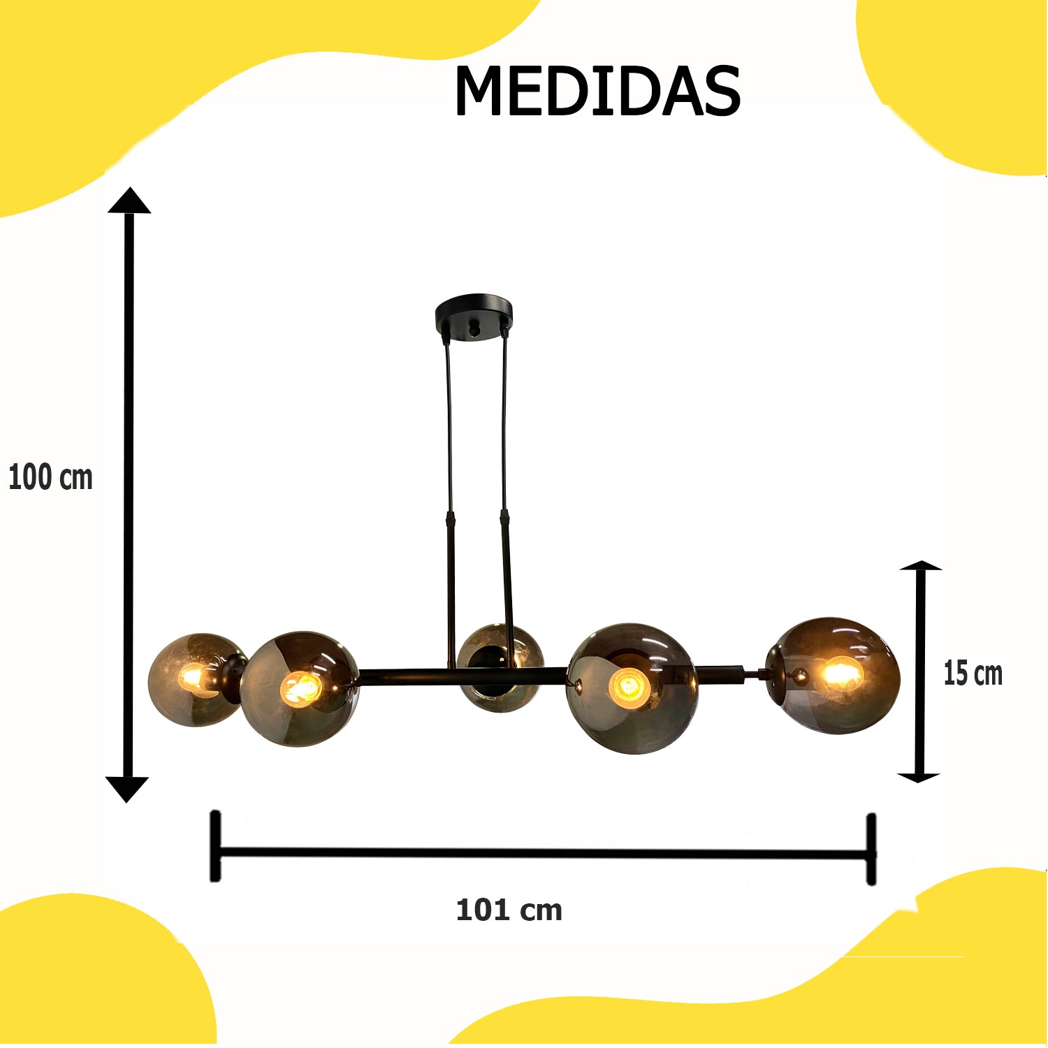 Lámpara de Techo 5 Luces Negra C2080-5/NE – Calux