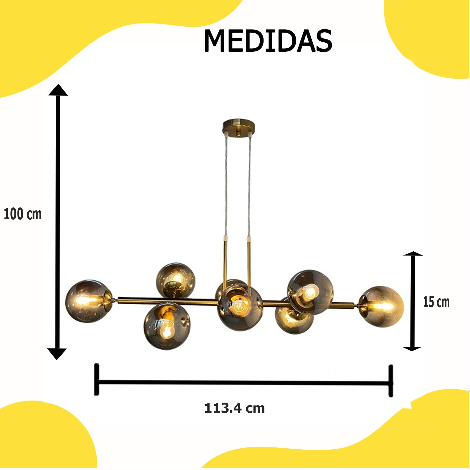 Lámpara Colgante 8 Luces Cristal Latón Elegante – Calux