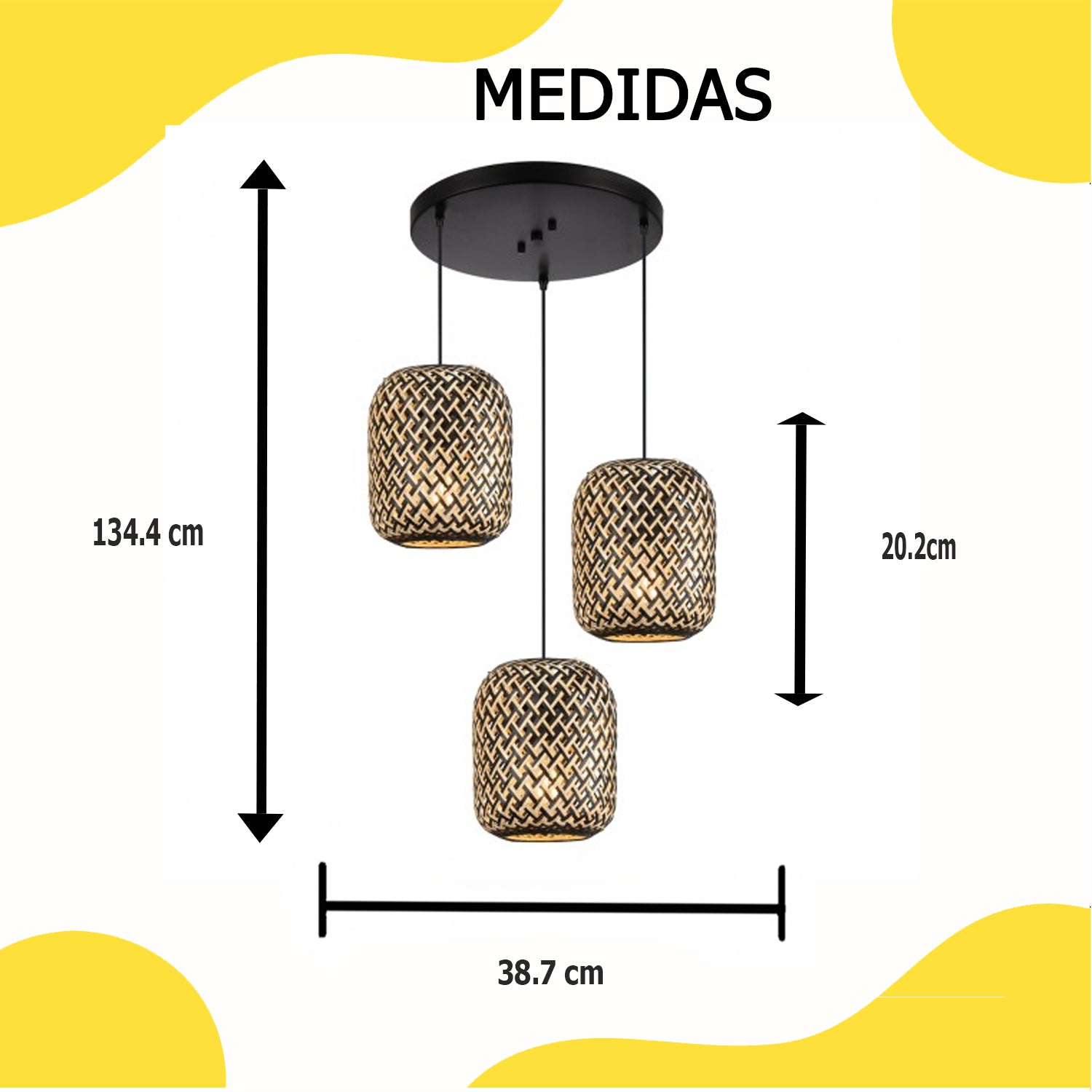 Lámpara de Techo 3 Luces C834-3/BMB – Calux