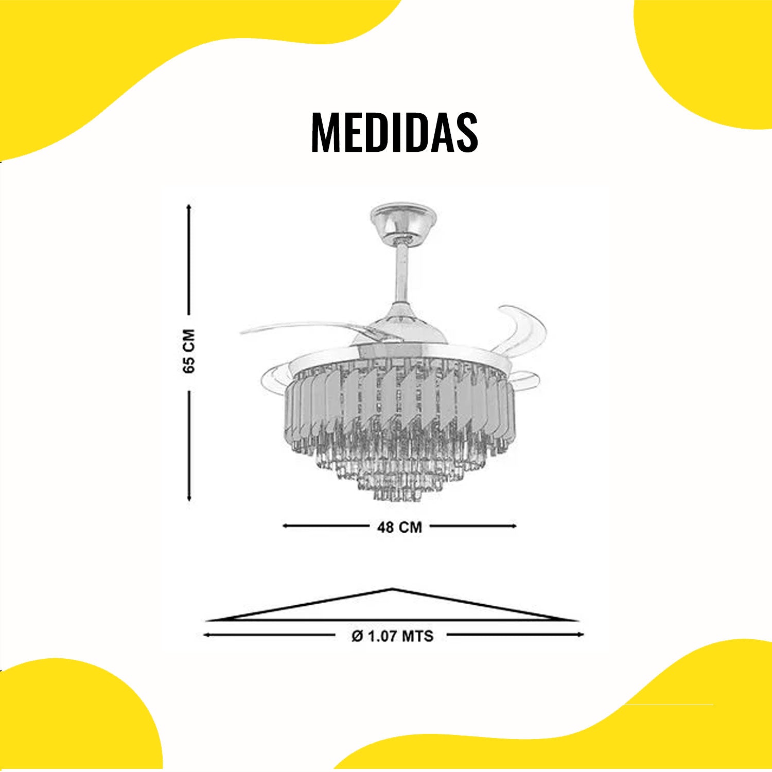 Ventilador Retráctil Oro y Negro 3 Tonos de Luz – Luxica