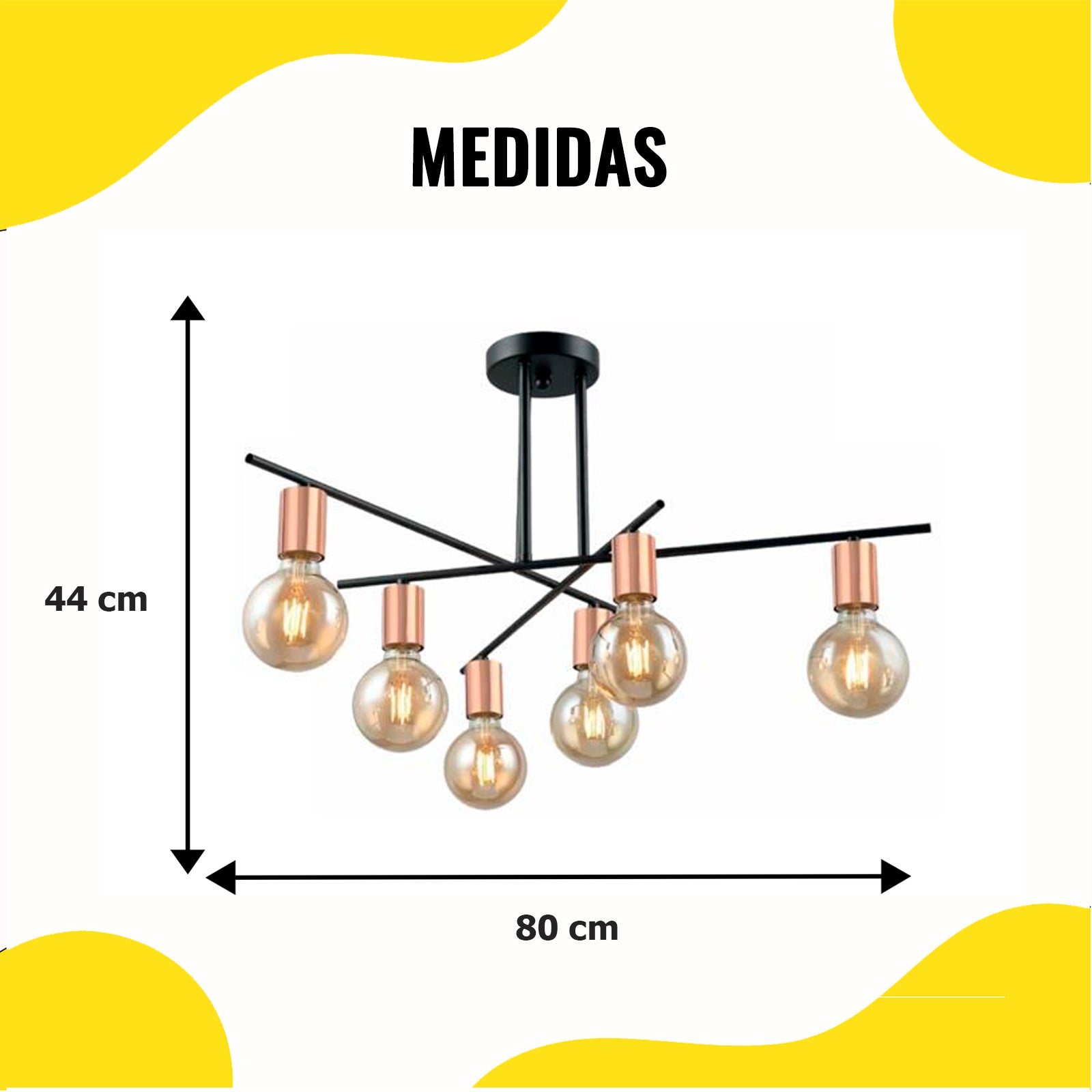 Lámpara Semi Plafón Negro/Cobre 6x60 – 2G