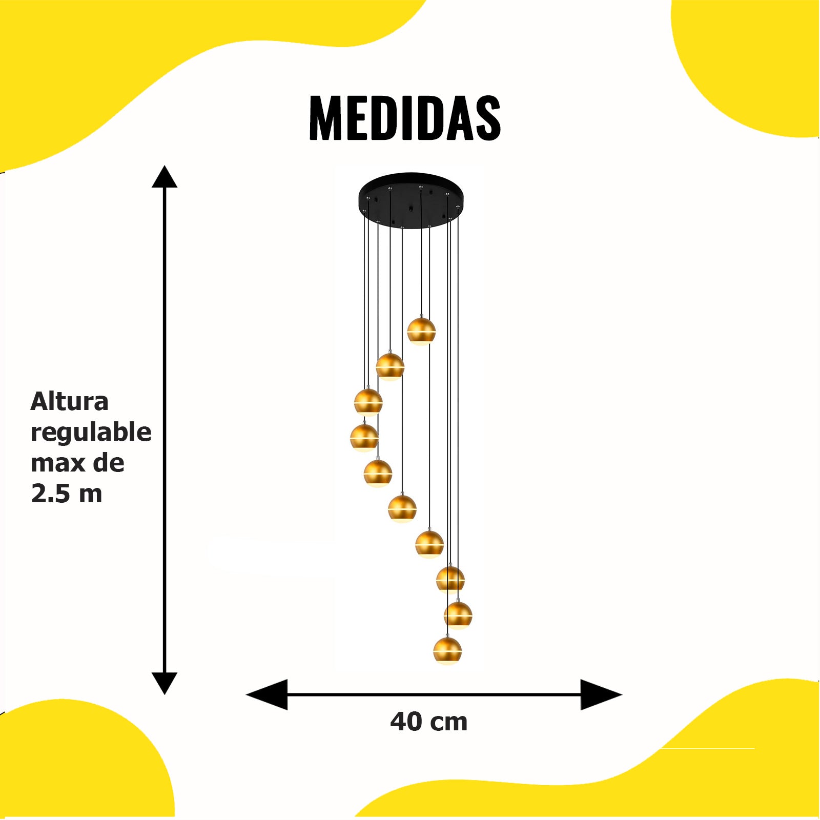 Lámpara LED Colgante Oro 50W 2.5m – 2G