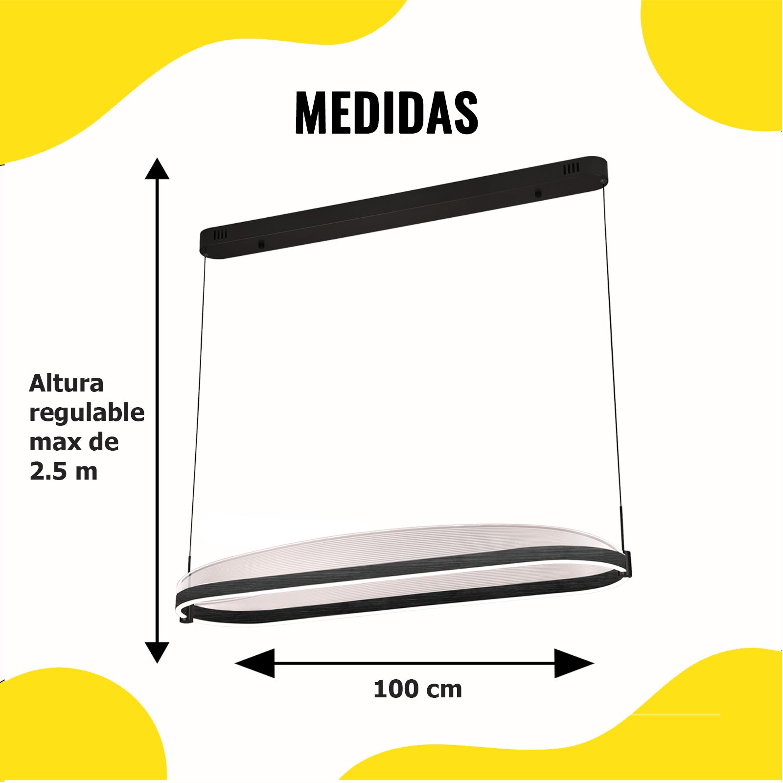 Lámpara LED Colgante Ovalado Gris Oscuro con Acrílico – 2G