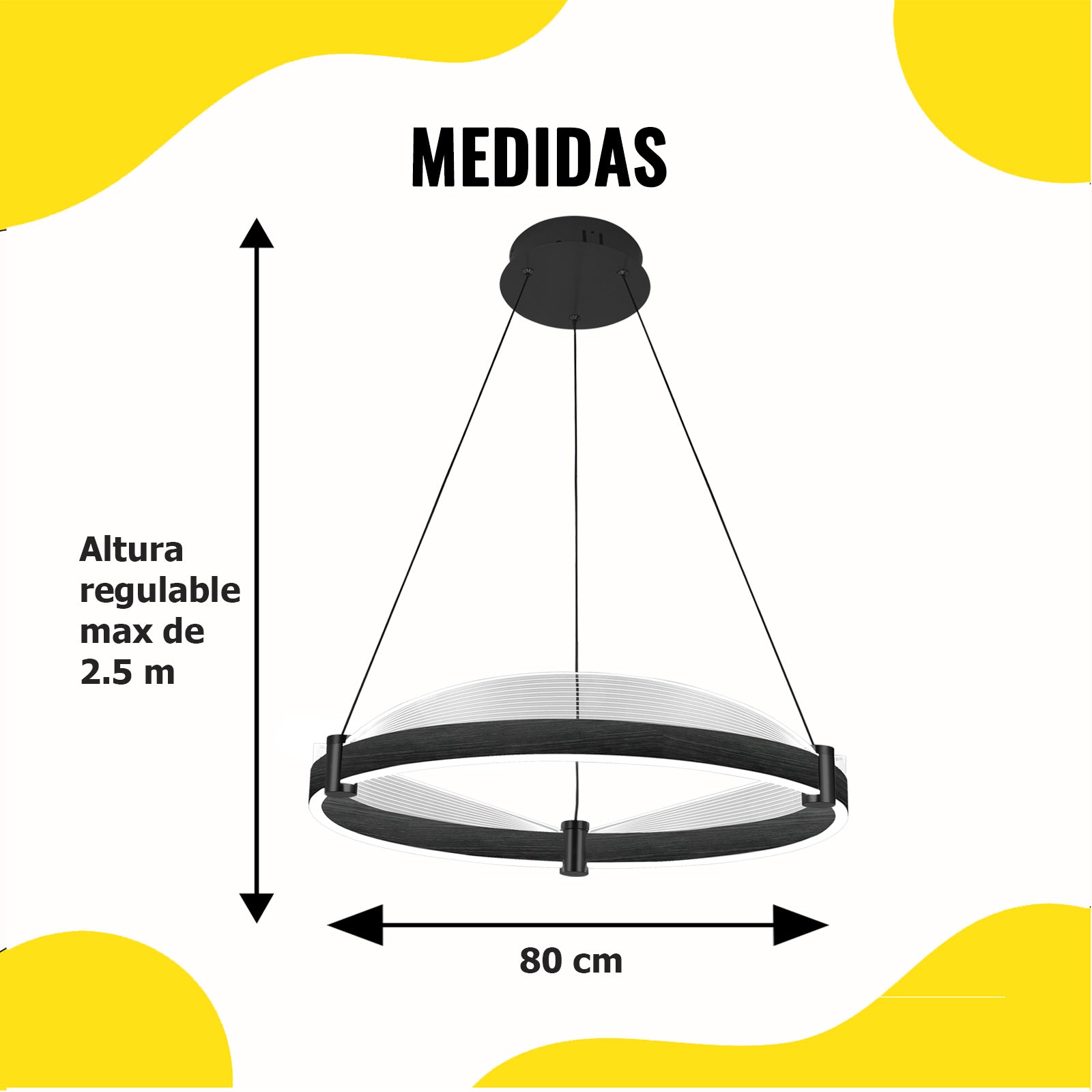 Lámpara LED Colgante Gris Oscuro Acrílico 80cm – 2G