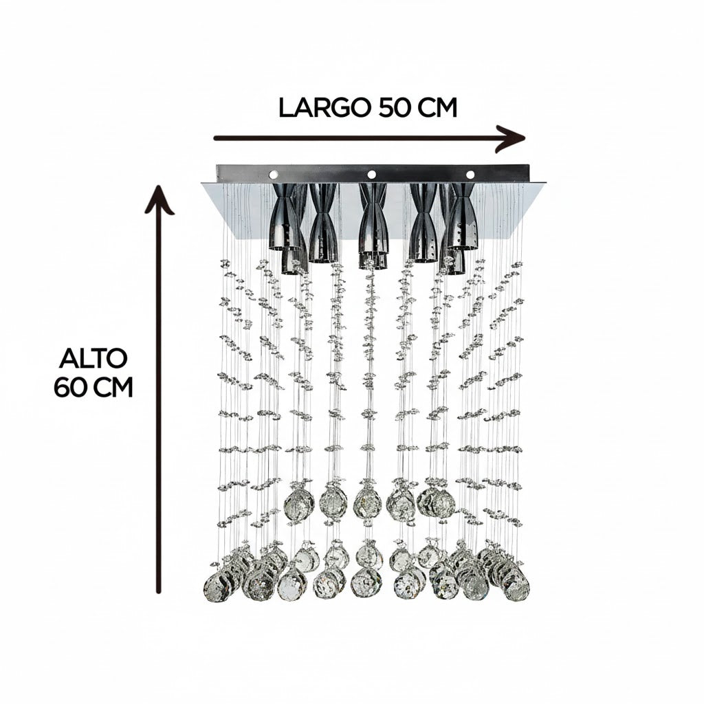 CANDIL COLGANTE CUADRADO CRISTAL 8XGU10 50X50X60 GAMALUX