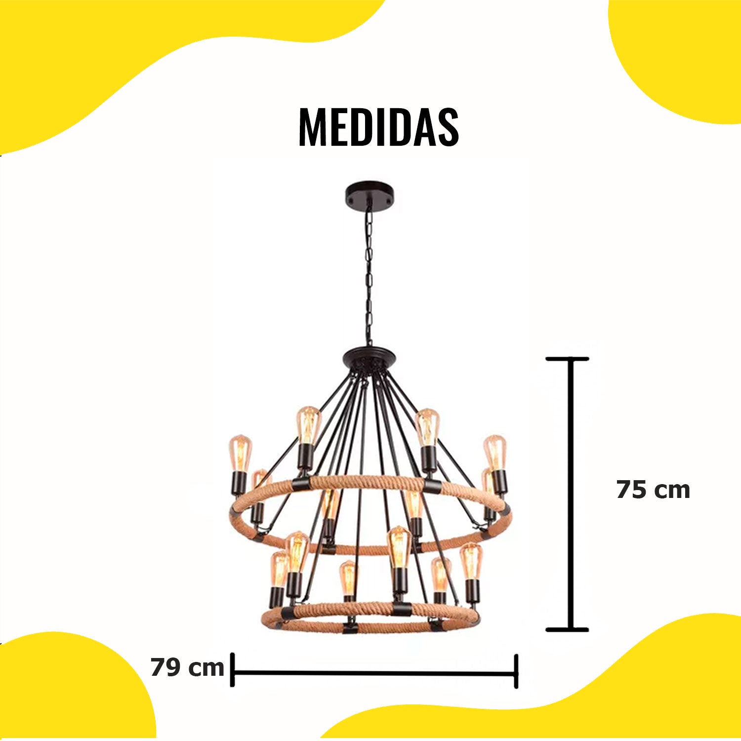 Lámpara Candil Vintage Negro con Cadena – NGR