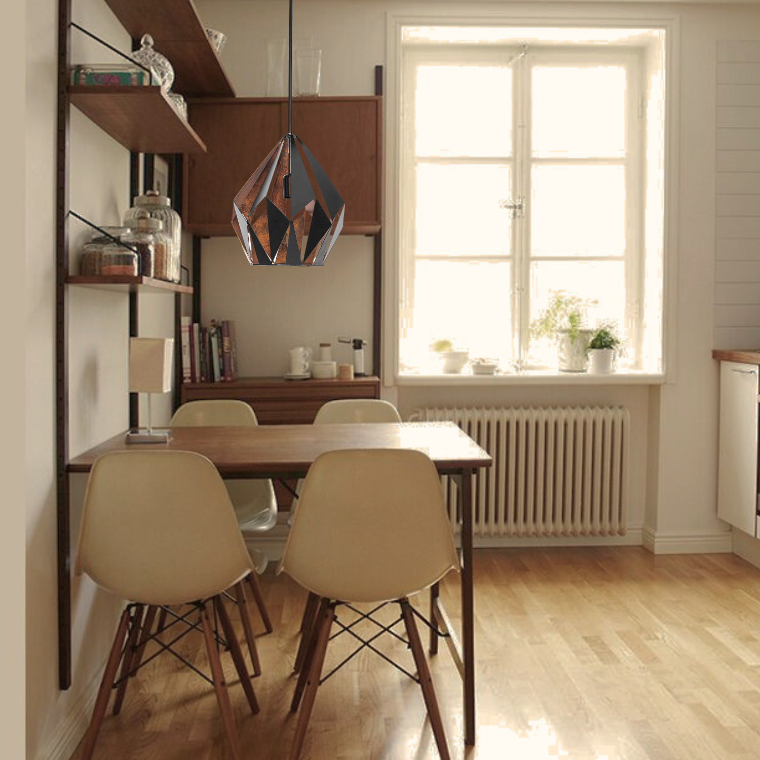 Lámpara de Techo Tipo Campana Negro con Interior Dorado – Modelo MX-CL7025/N/D | MAXXI