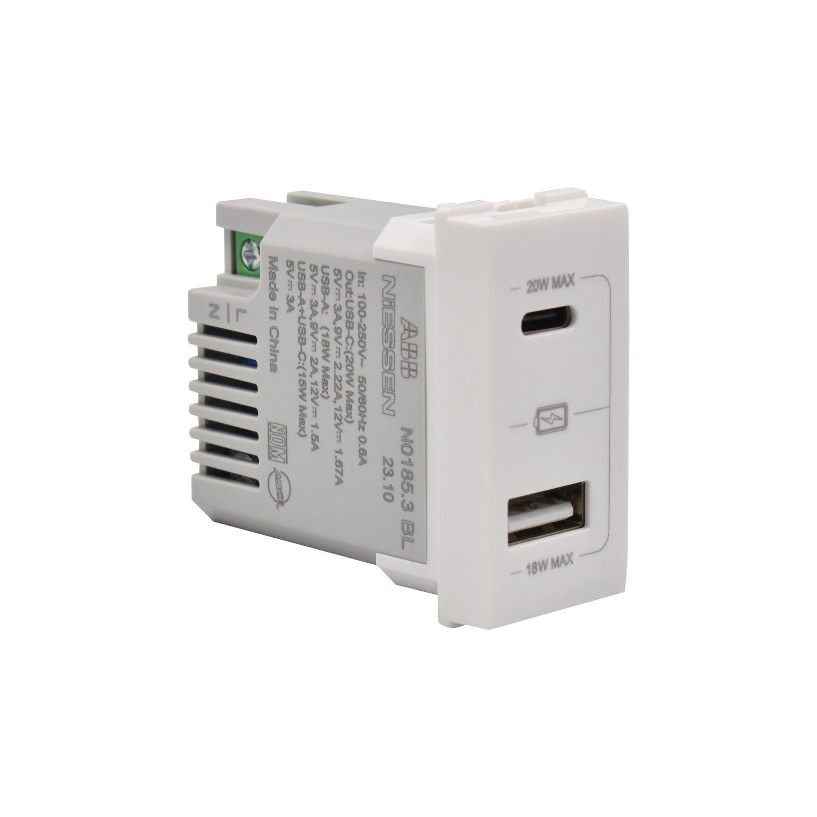 Toma Cargador USB 3A 1 Módulo Blanco – Origen Estévez