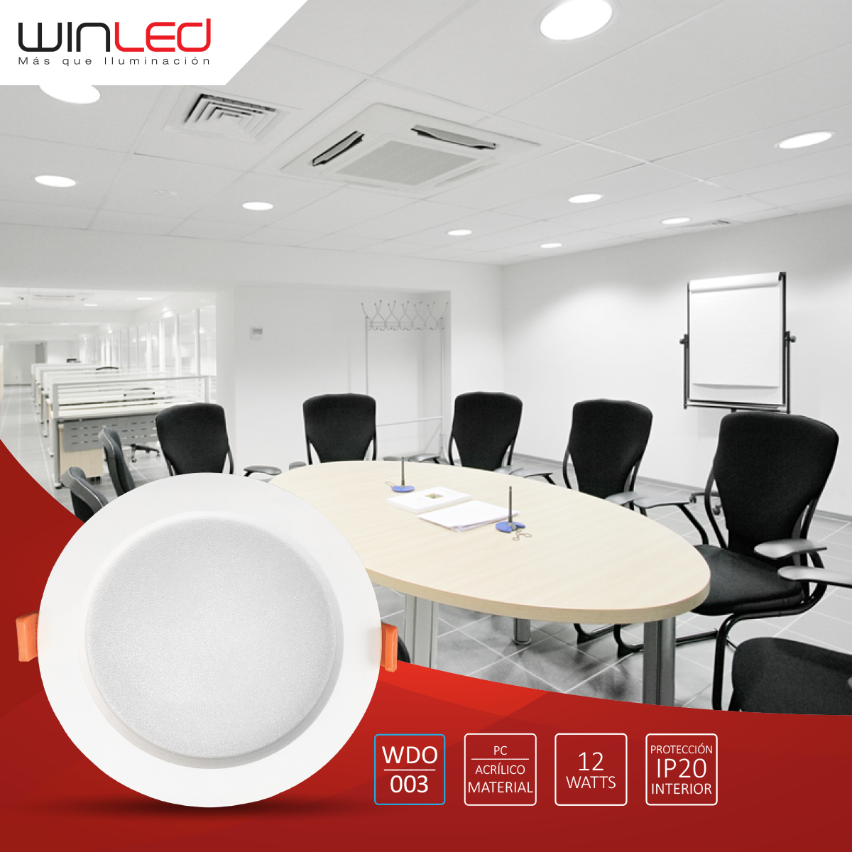 Panel LED Redondo Sobreponer Empotrable Blanco Frío 12W – Winled