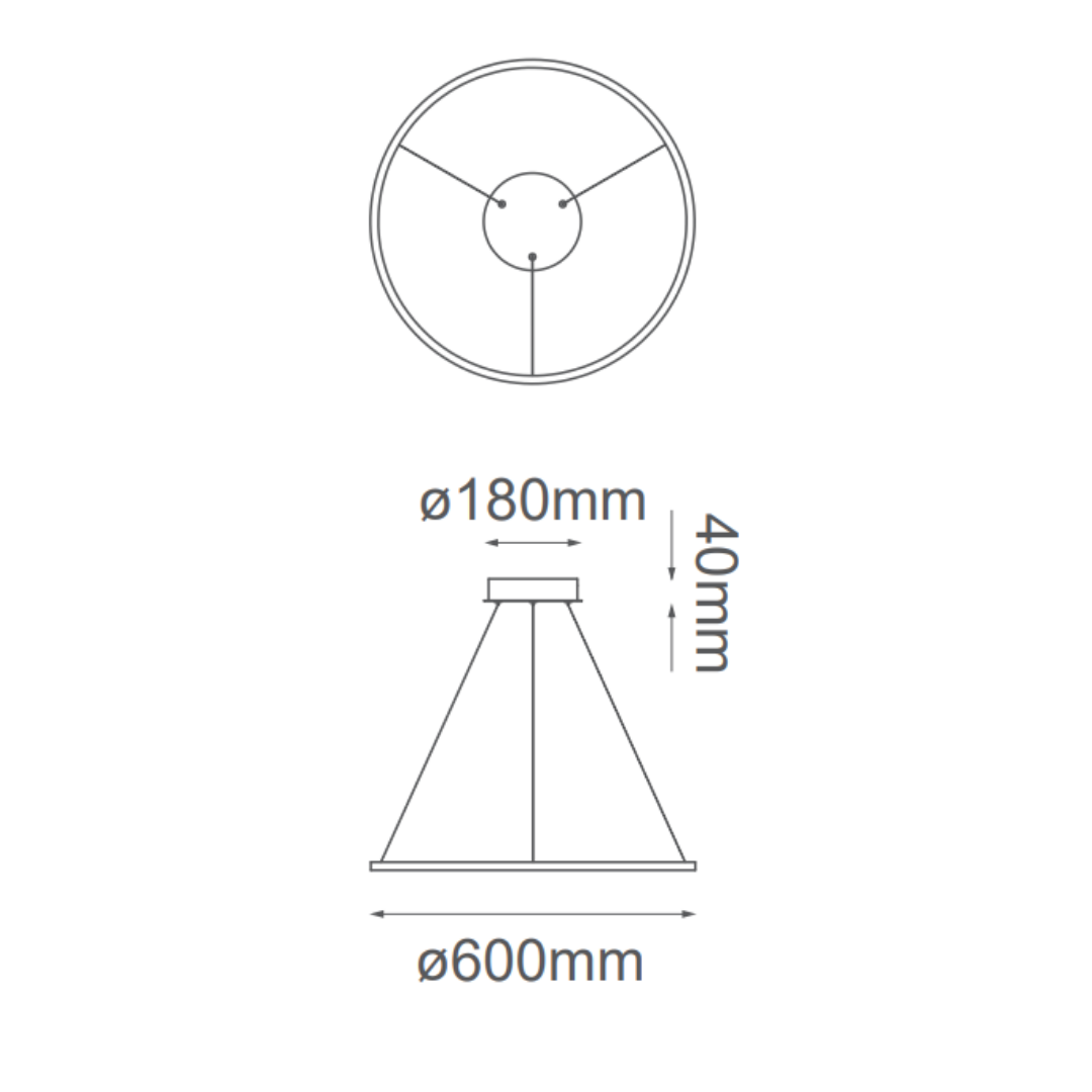 Lámpara Colgante NEO Led 31w CCT  Cable 3m Negro - QUOR