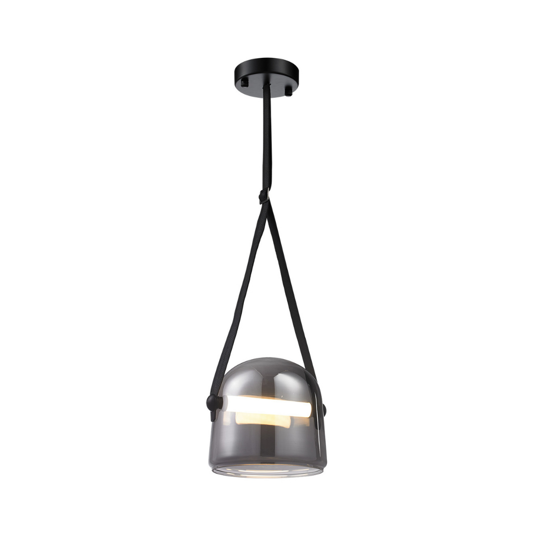 Lámpara Colgante PALERMO LED 12W 960lm 4000K Negro y Cristal Humo – QUOR