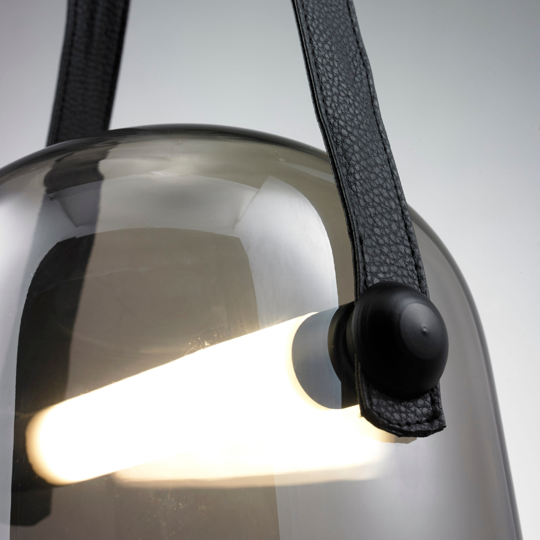 Lámpara Colgante PALERMO LED 12W 960lm 4000K Negro y Cristal Humo – QUOR