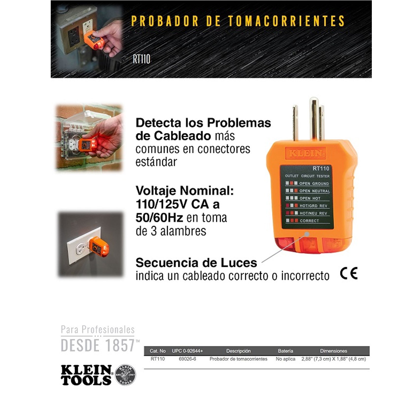 Probador de Tomacorrientes Naranja – Klein Tools