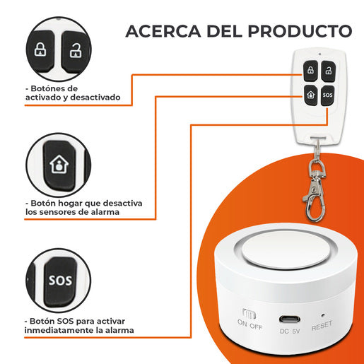 Alarma Inteligente Smart para Interior de 5V con Control - Tecnolite Connect
