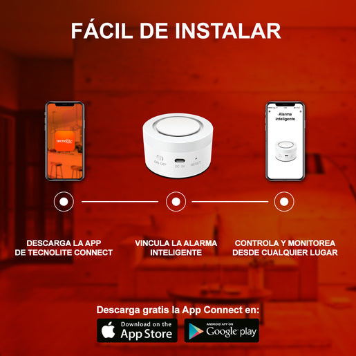 Alarma Inteligente Smart para Interior de 5V con Control - Tecnolite Connect
