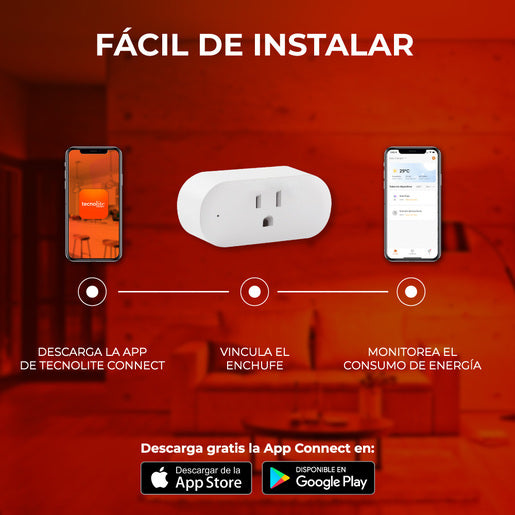 Enchufe Inteligente WiFi FORCE 1900W con Medidor de Consumo Compatible con Alexa, Google y Siri - Tecnolite Connect