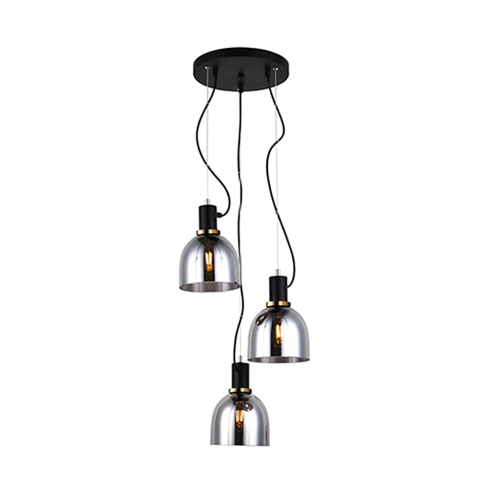 Lámpara Colgante LUMO, 3 Luces E27, Cristal Ahumado y Acabado Negro Cobre , Ø30cm - 2G Iluminación
