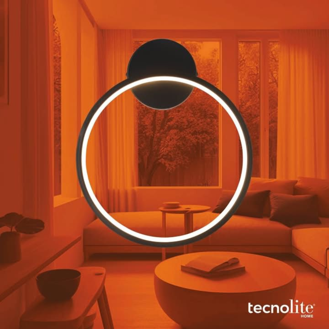Lámpara Circular de Pared ONIS 19W Luz Cálida 3000K  Color Negro  Modelo THL40314/N  Tecnolite Home - 2G
