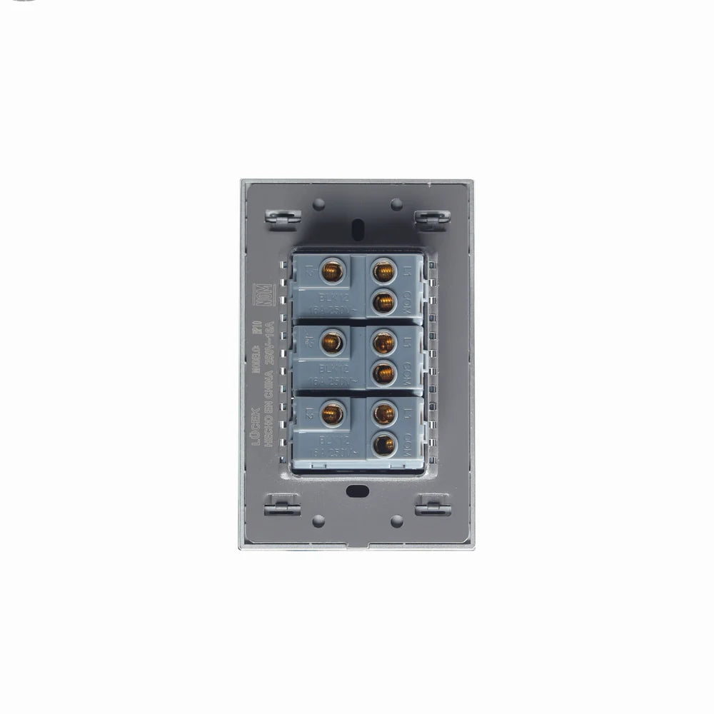 Placa con 3 Interruptores de Escalera de 1 Módulo, Cristal Negro - LUCEK