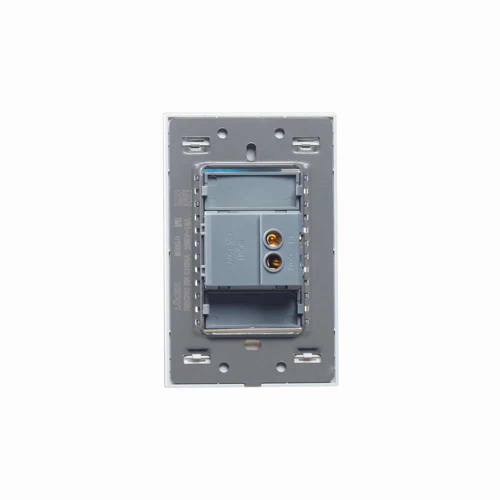 Placa con 1 Interruptor Sencillo de 3 Módulos Cristal Blanco - LUCEK