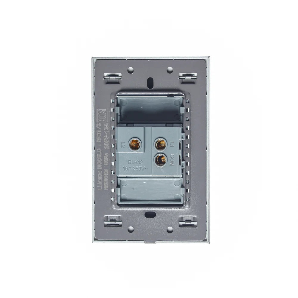 Placa con 1 Interruptor de Escalera de 3 Módulos, Cristal Negro - LUCEK