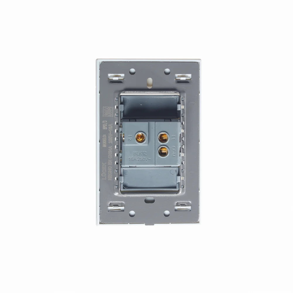 Placa con 1 Interruptor de Escalera de 3 Módulos, Cristal Blanco - LUCEK