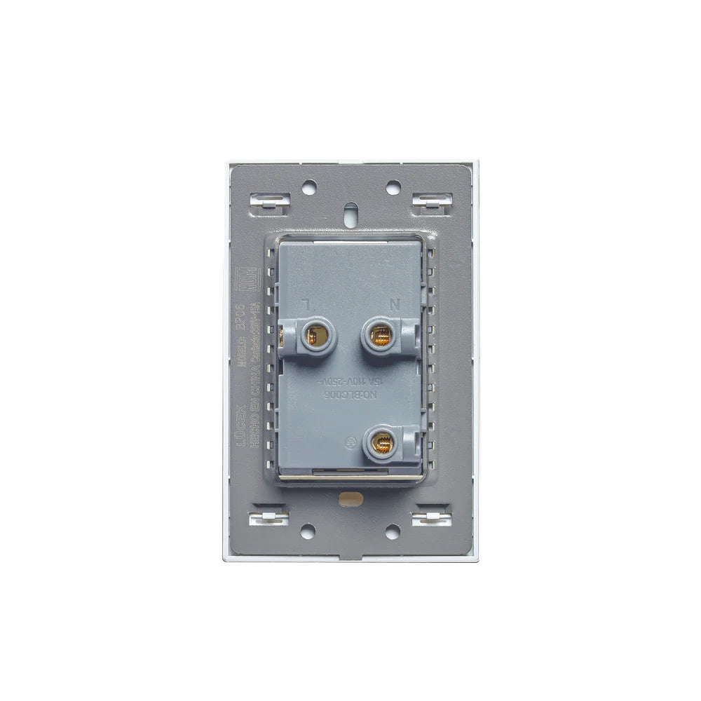 Placa con Contacto Dúplex, Cristal Blanco - LUCEK