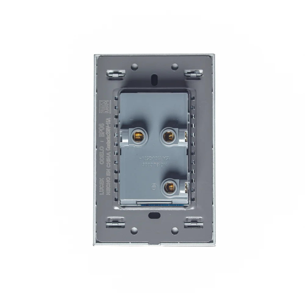 Placa con Contacto Dúplex, Cristal Negro - LUCEK