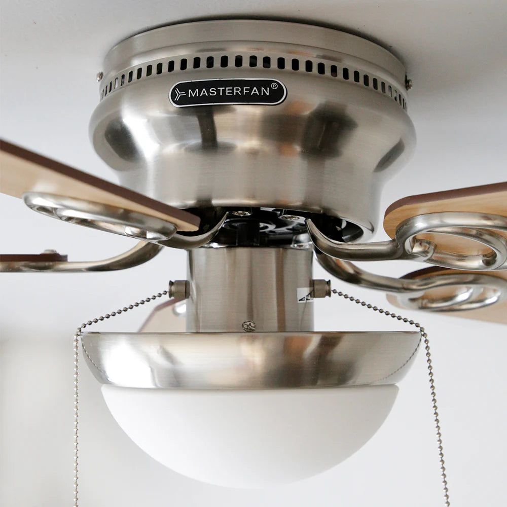 Ventilador de Techo Metro 42” Satinado con Aspas Reversibles Maple/Chocolate y Luz LED  –  Masterfan